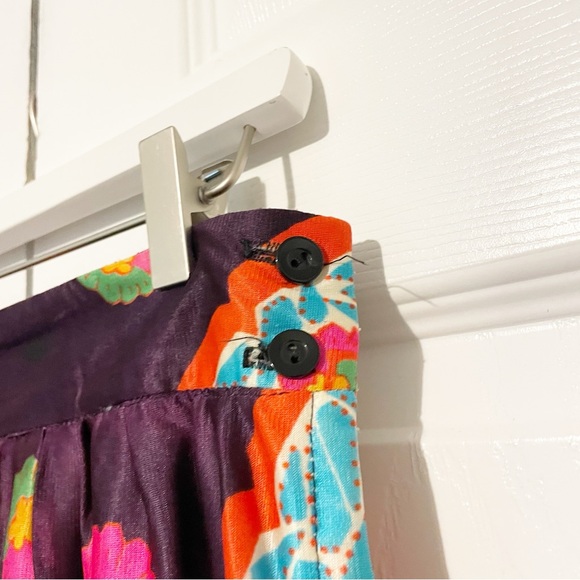 Vintage Paisley Print Boho Maxi Skirt Size Large 70s Psychedelic Colorful - Picture 4 of 12